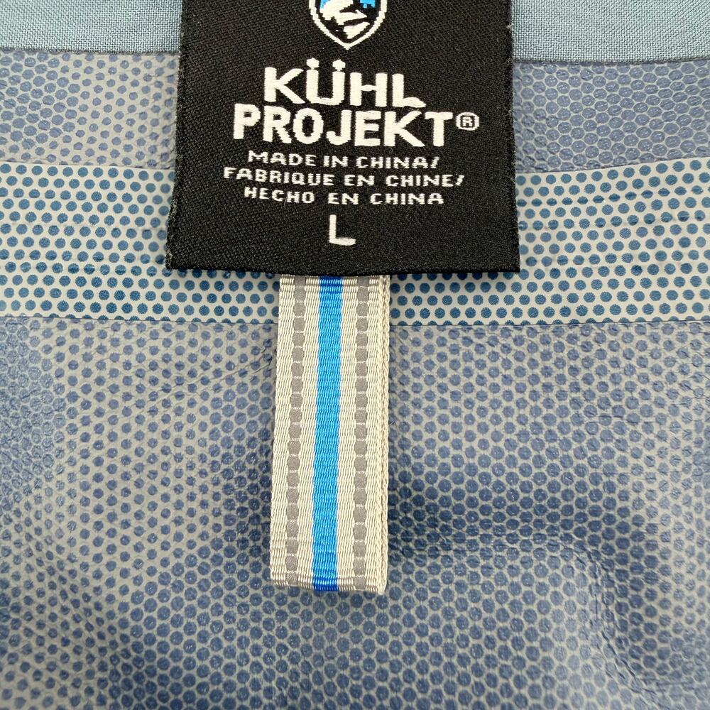 KÜHL Stretch Voyagr Rain Jacket Dusty Blue, Waterproof Hooded Anorak, Women's L - Picture 15 of 16